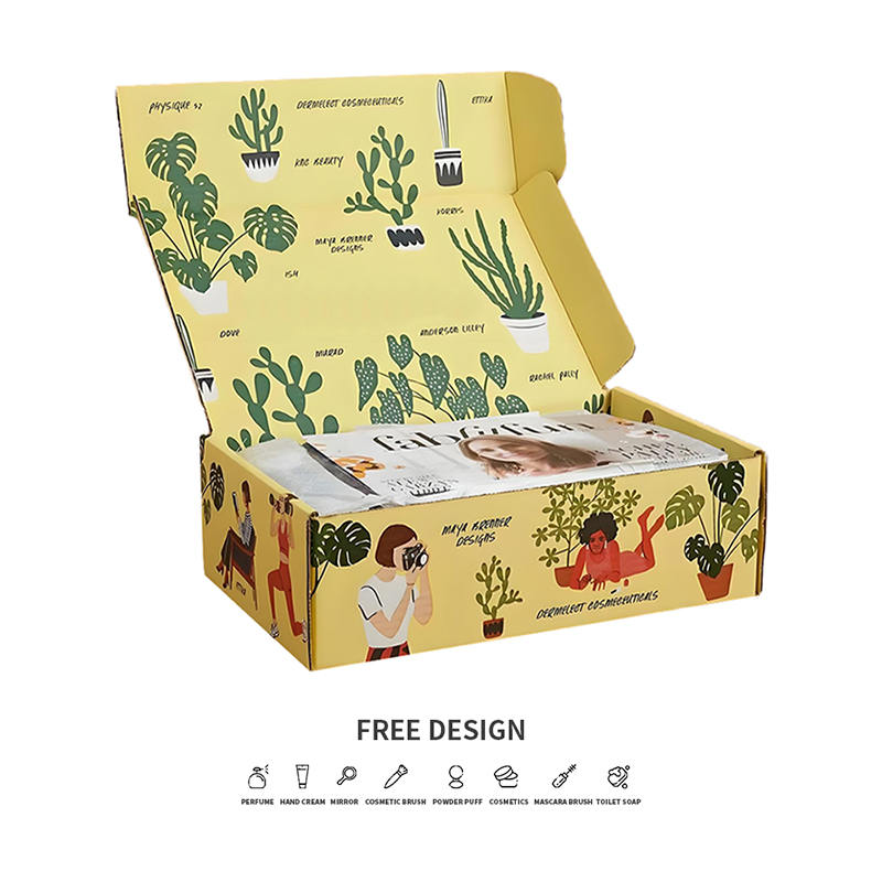 Scatole per imballaggio cosmetico ondulato di piante in vaso giocose
